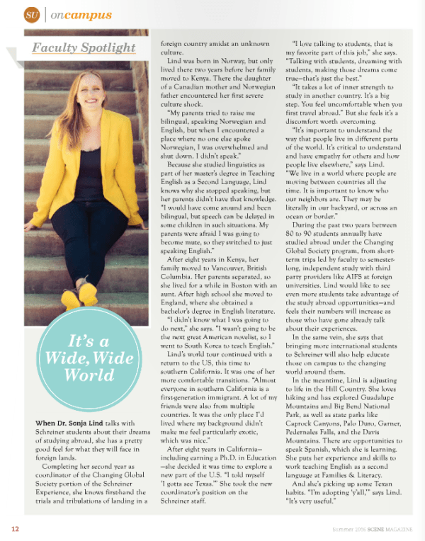 2016 Summer Scene Magazine feature on me, Sonja Lind