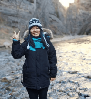 smiling girl, smiling woman, Chinese woman, Chinese student, Zion National Park